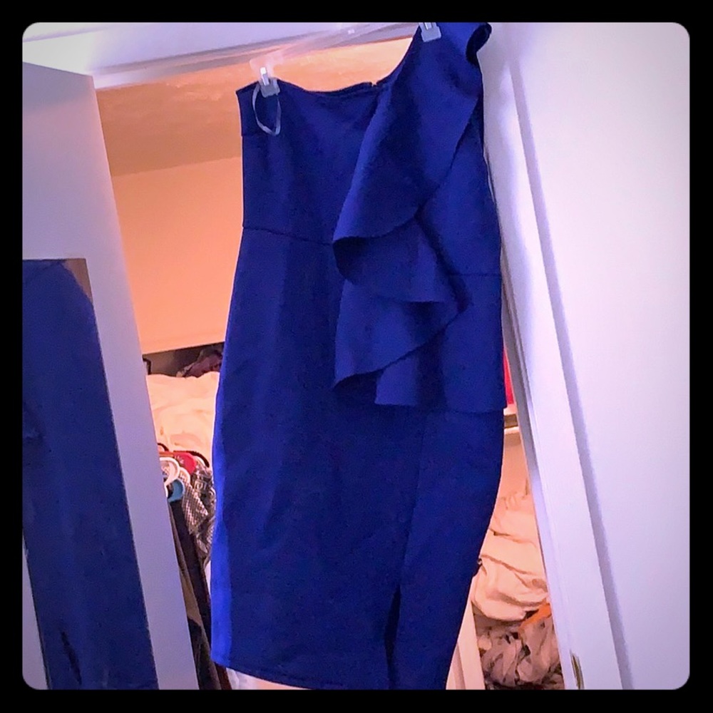 Royal blue on shoulder dress